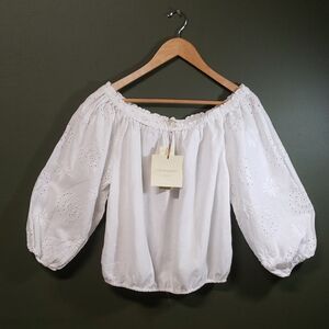 Cynthia Rowley Women’s Off-Shoulder Eyelet Blouse – Elegant & Chic